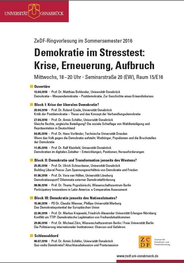 Programa del ciclo de conferencias 'Probando la resilencia de la Democracia: Crisis, Renovación, Giro".